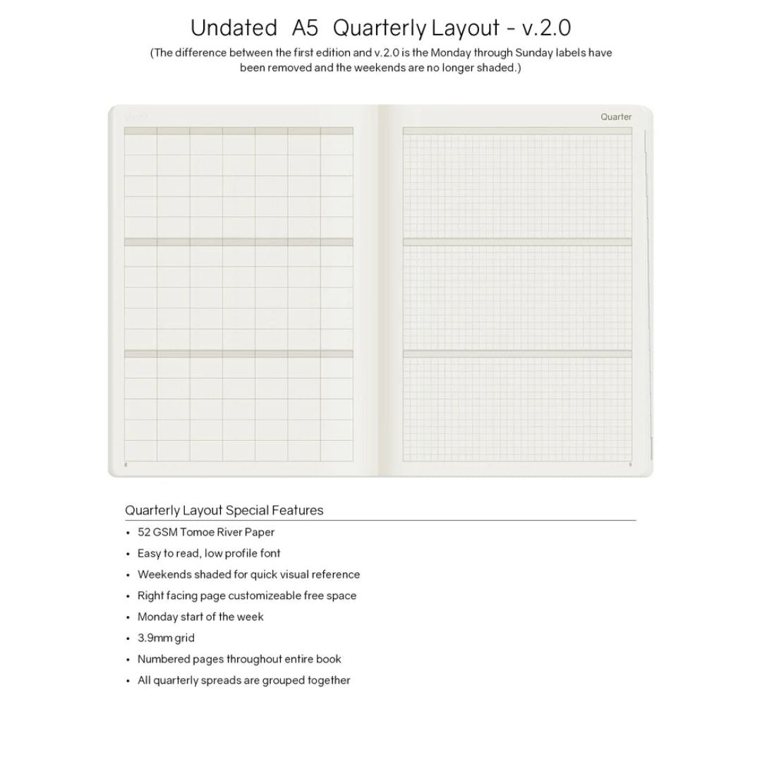 Wonderland222 - A5 Undated Weekly Planner V.2 - Moss (Tomoe River Paper)