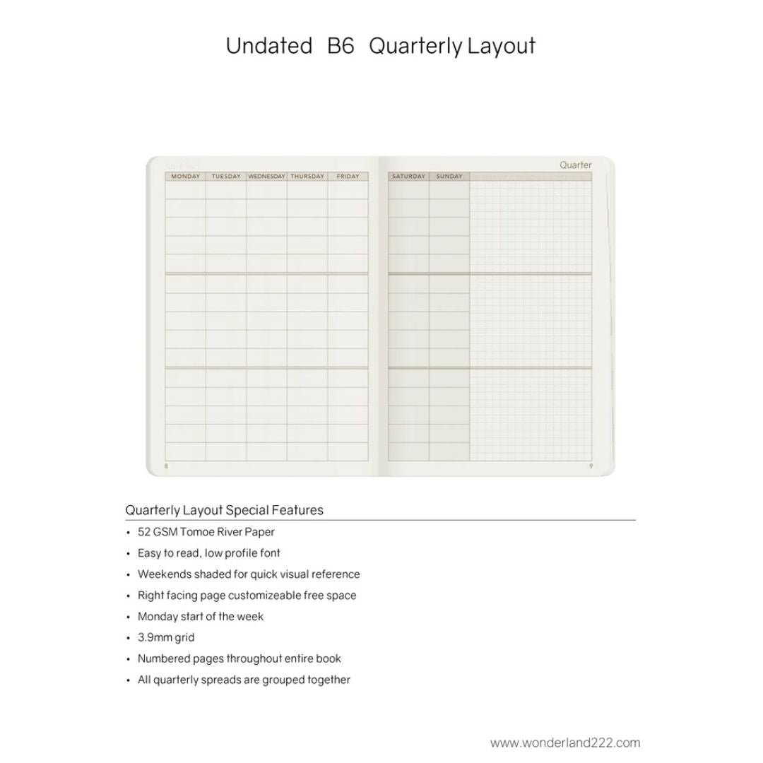 Wonderland222 - B6 Undated Weekly Planner V.1 - New Dawn (Tomoe River Paper)