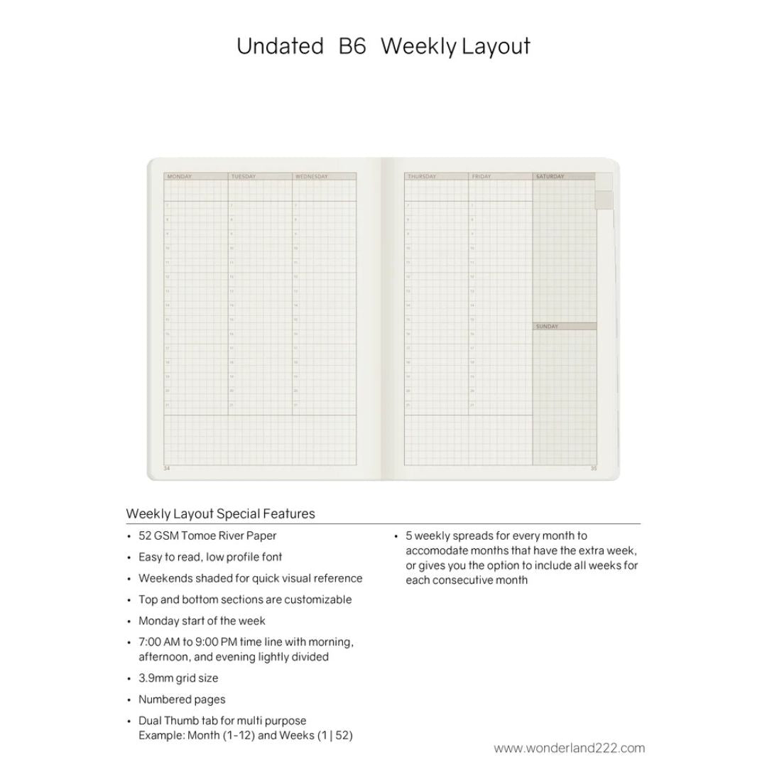 Wonderland222 - B6 Undated Weekly planner V.1 - Twilight Forest (Tomoe River Paper)