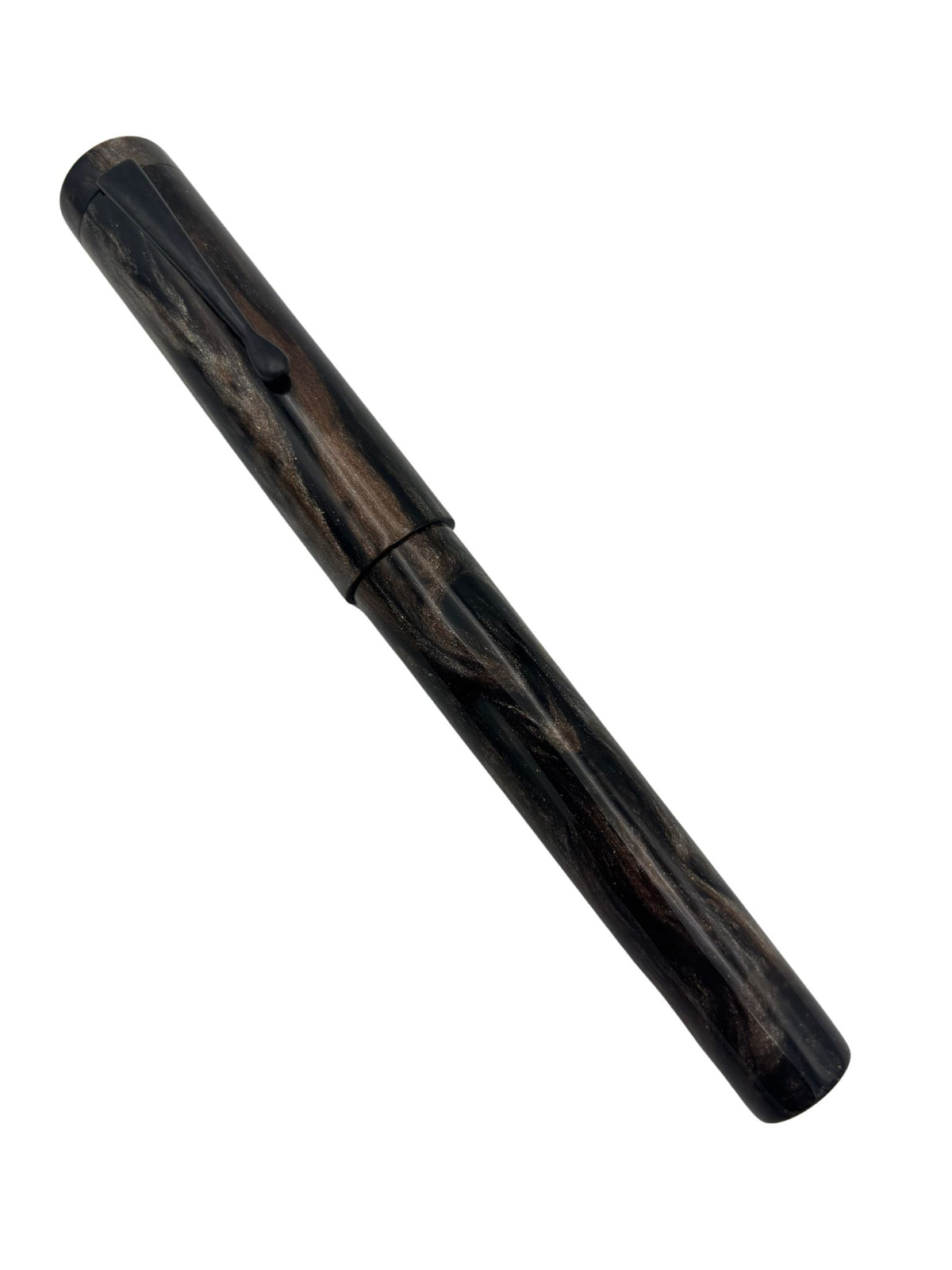 Hinze Pen Heimdall Black & Gold Swirl -Medium Steel Nib - Pre-Owned