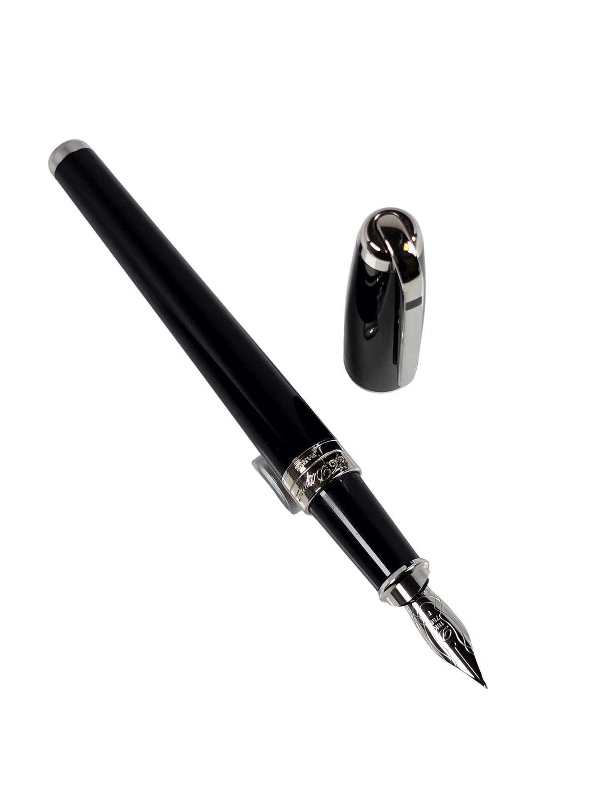 ST Dupont Olympio Black & Palladium - 18k Fine Nib - Pre-Owned