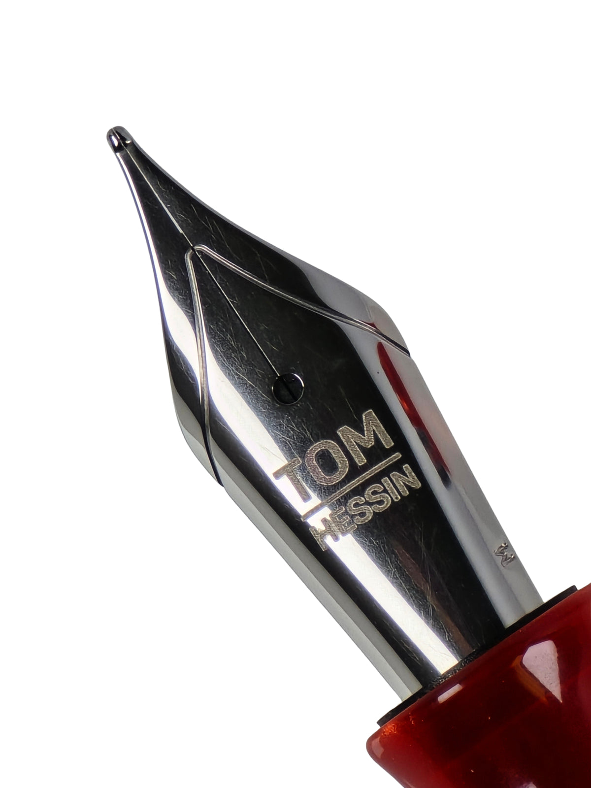 Tom Hessin Charles Exhibition Red - Medium Steel Nib - Pre-Owned