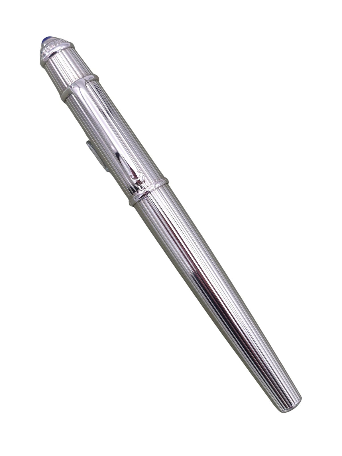 Cartier Diabolo Platinum Godron Pinstripe - 18k Medium Nib - Pre-Owned
