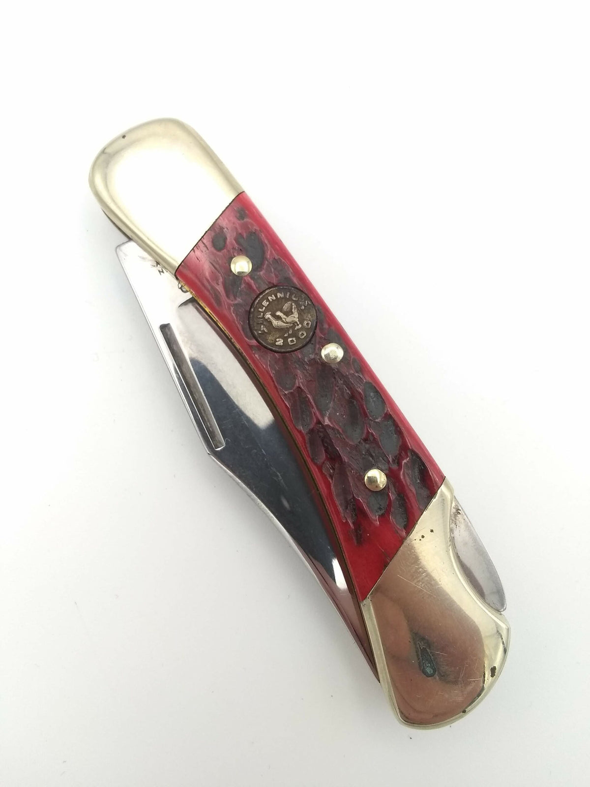 Bertram Cutlery Hen & Rooster Soligen 351-B5 Burgundy Bone Folding Knife - Pre-Owned