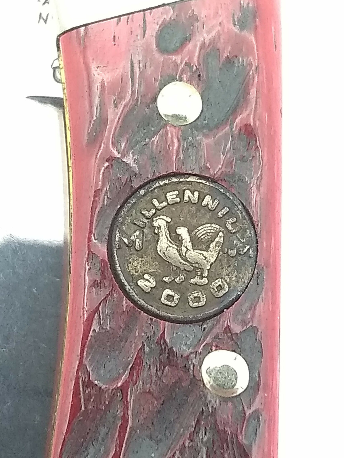 Bertram Cutlery Hen & Rooster Soligen 351-B5 Burgundy Bone Folding Knife - Pre-Owned