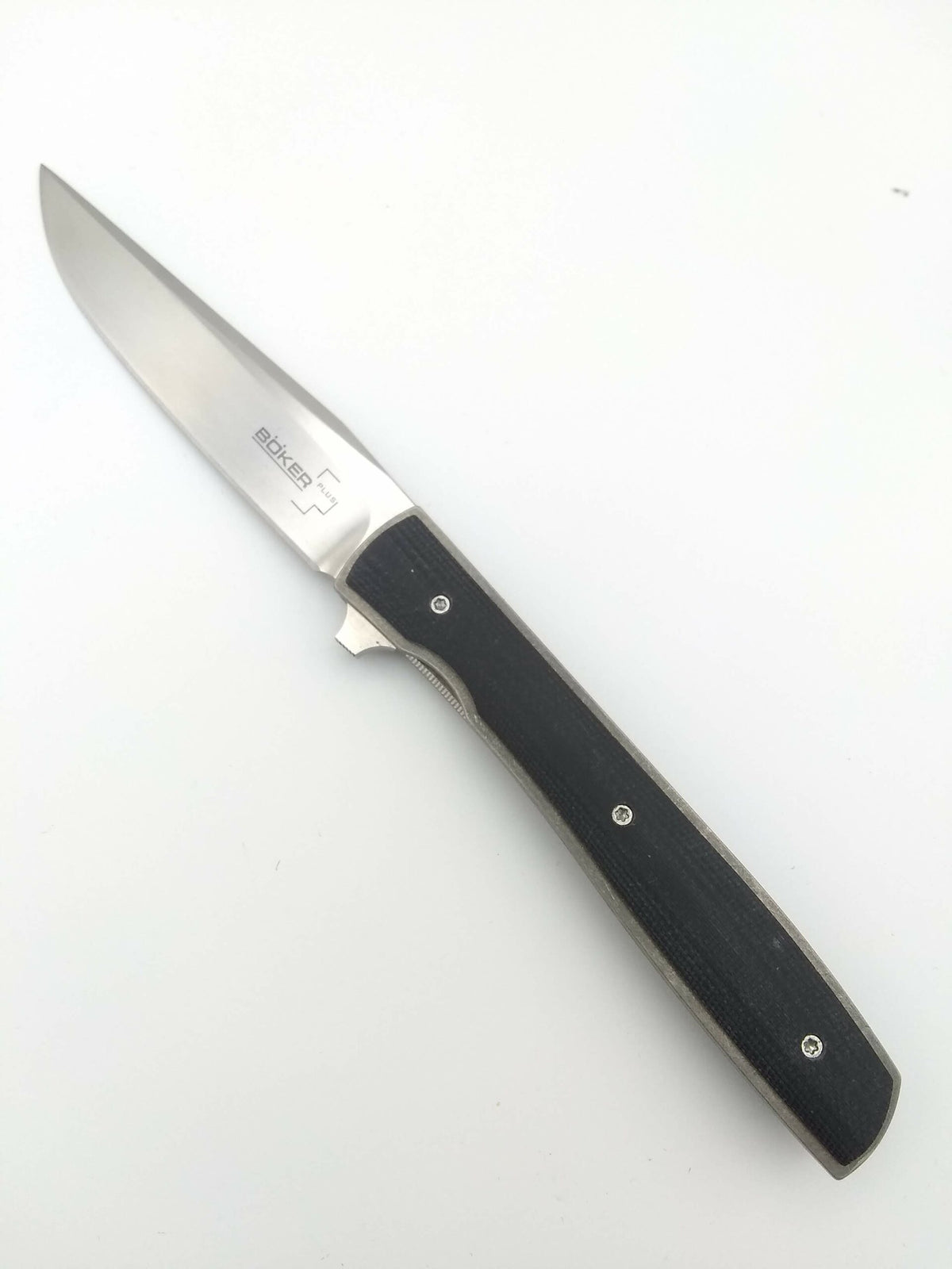 Boker Plus Urban Trapper Flipper VG10 Satin Plain Blade Black G10 Handles - Pre-Owned