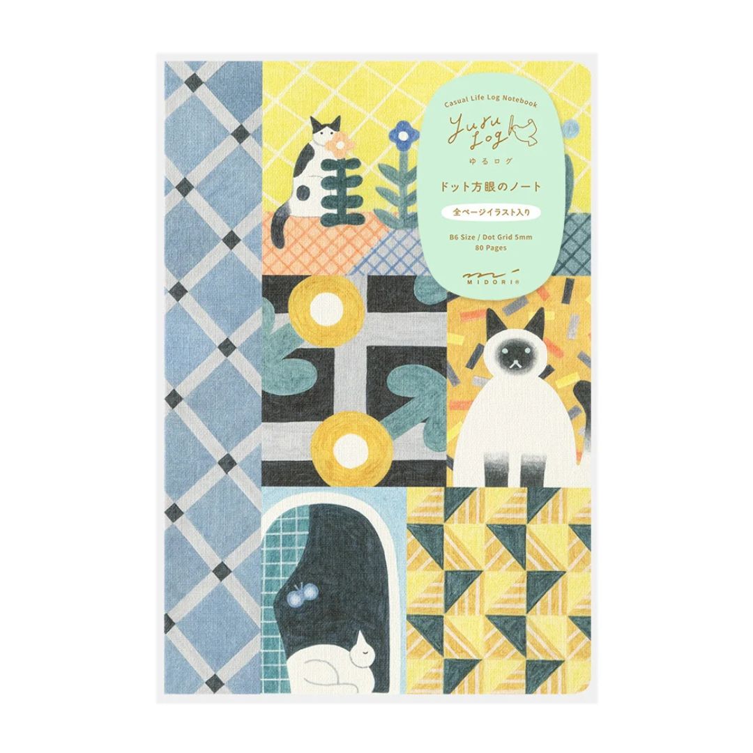 Midori Yuru Log Notebook - B6 - 5 mm Dot - Cats