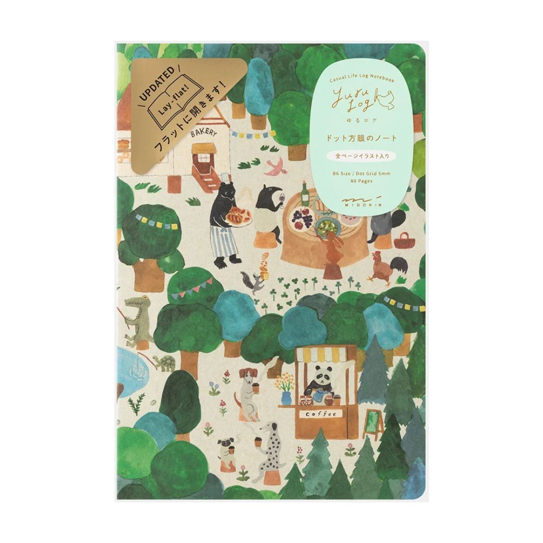 Midori Yuru Log Notebook - B6 - 5 mm Dot - Forest Animal