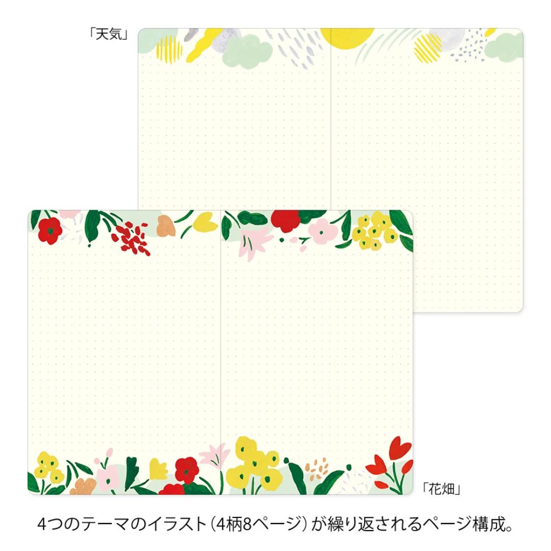 Midori Yuru Log Notebook - B6 - 5 mm Dot - Motif Textile