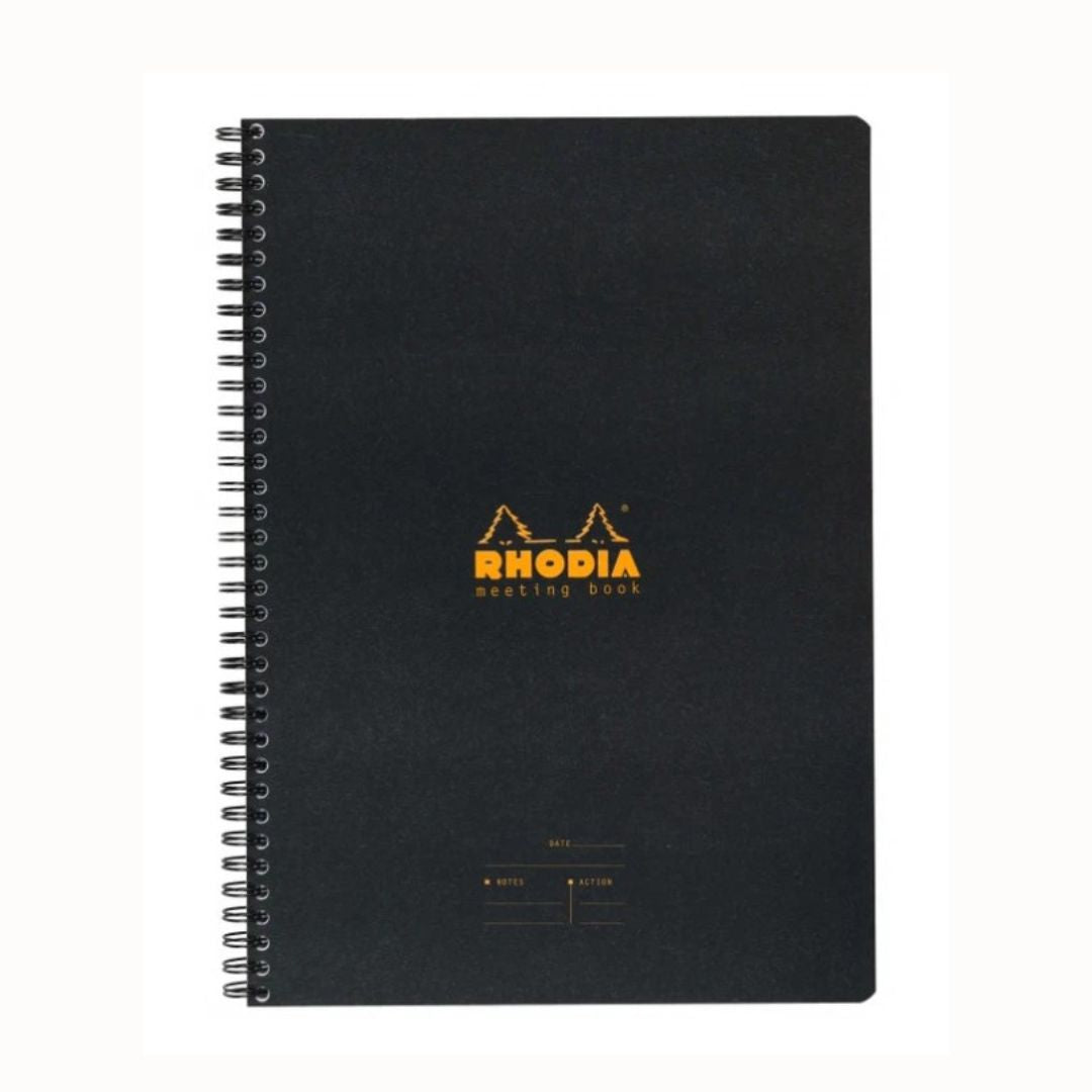 Rhodia Wiredbound Lined Meeting Book Notebook in Black - 6.5 x 8.25