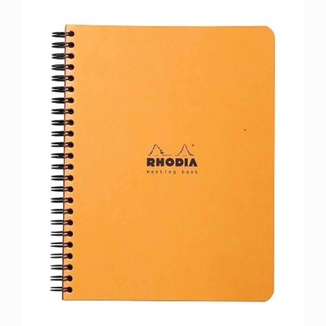 Rhodia Wiredbound Lined Meeting Book Notebook in Orange - 6.5 x 8.25