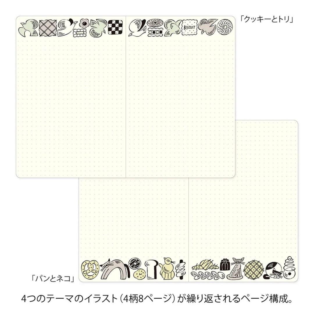 Midori Yuru Log Notebook - B6 - 5 mm Dot - Sweets & Animals