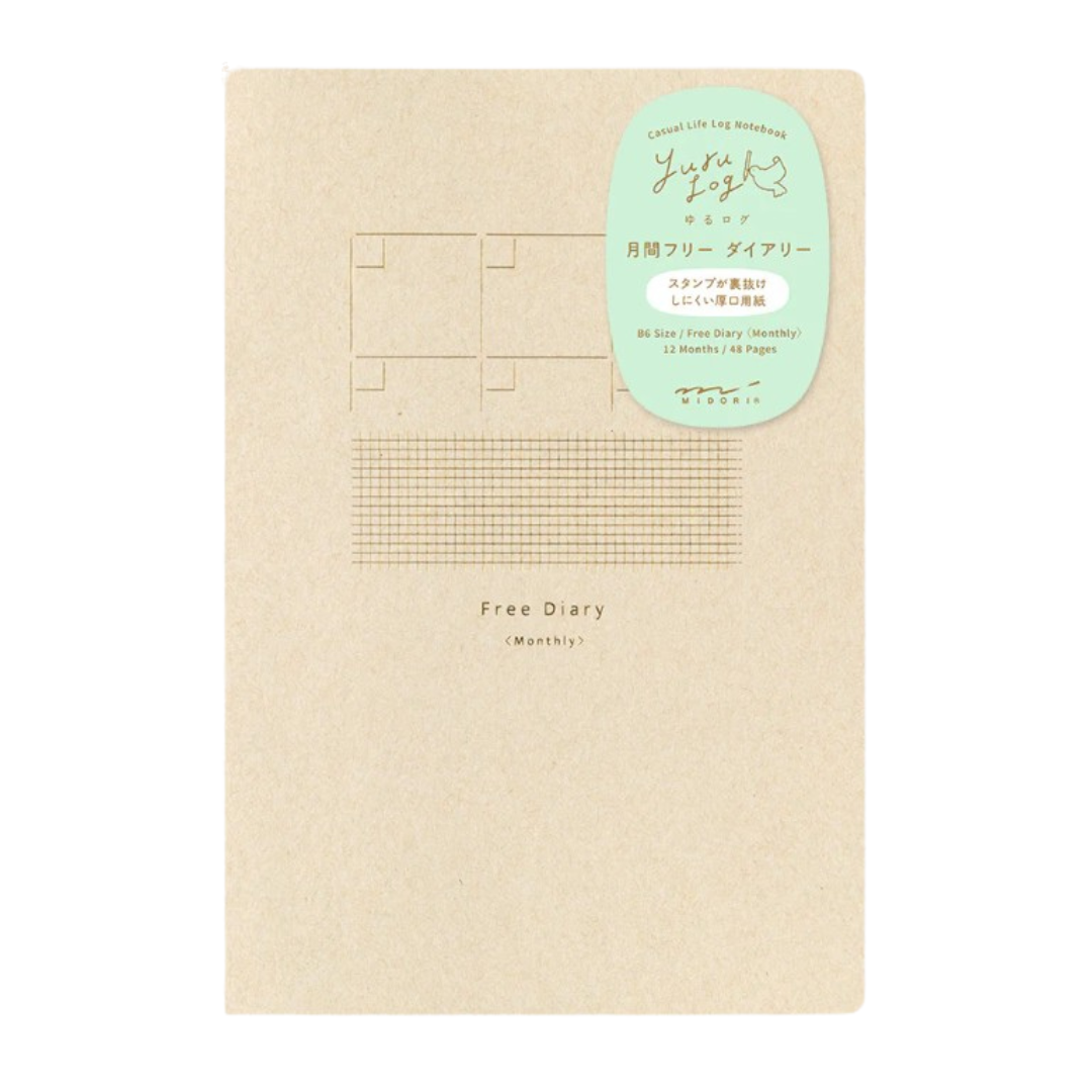 Midori Yuru Log Notebook - B6 - Free Monthly Diary