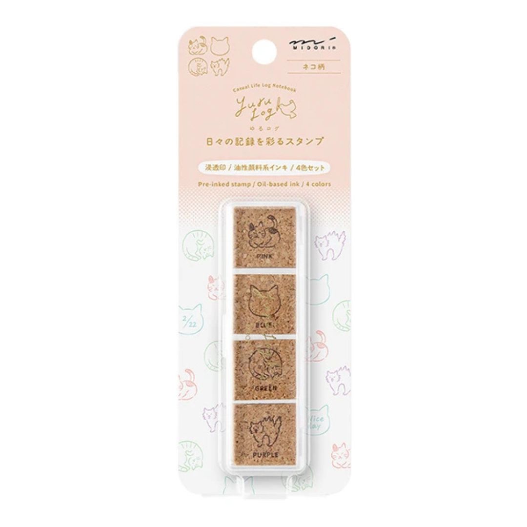 Midori Yuru Log Paintable Pre-inked Stamp Set